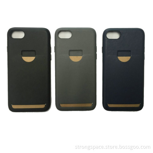 plastic leather phone case for iPhone 7 with credit card slot holder